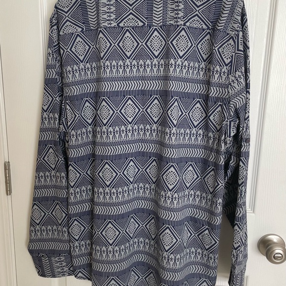 Tranquility Mayhem Blue Geometric Button-Up Shirt, Stylish, High Quality, LNC - Picture 6 of 10